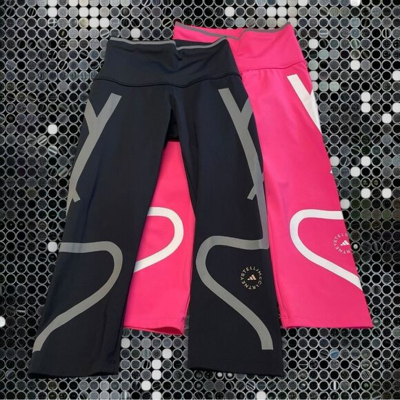 Adidas Stella McCartney 3/4 Running Tights Black/PINK Size XS